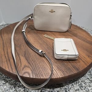 Coach Cream Crossbody Bag and Card Holder Set
